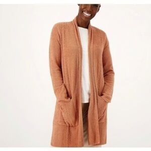 Barefoot Dreams Sweater Womens Large CozyChic Lite Open Front Cardigan BDWCL2149